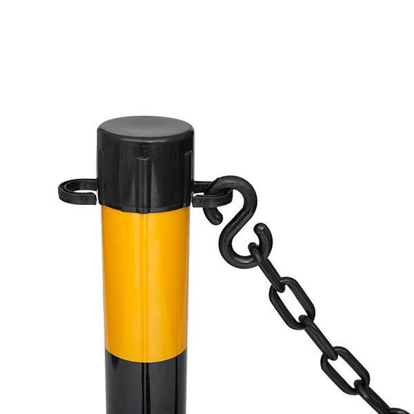 Black & Yellow 2 Plastic Stanchion Chain Safety Barriers Post with Link Chains