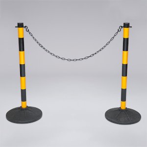 Black & Yellow 2 Plastic Stanchion Chain Safety Barriers Post with Link Chains