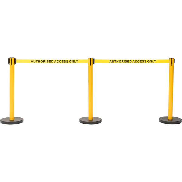 Rock Solid & Retractable Caution Queue Yellow Tape Barrier 