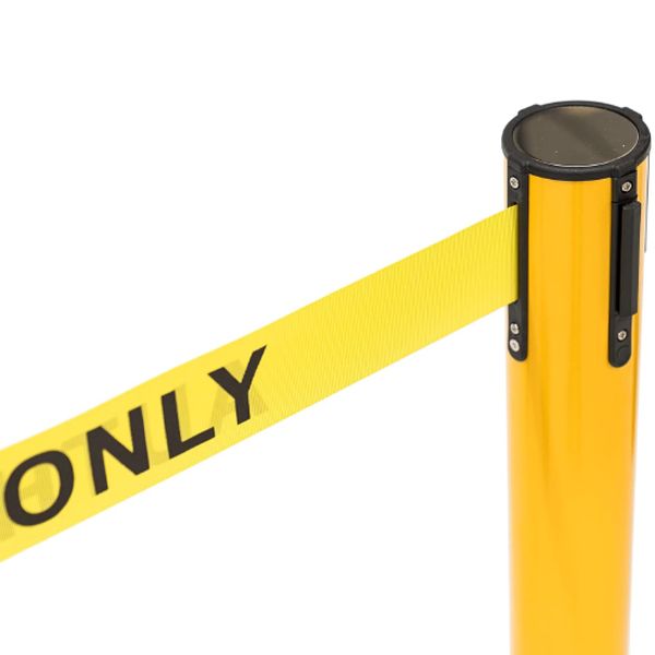 Rock Solid & Retractable Caution Queue Yellow Tape Barrier 