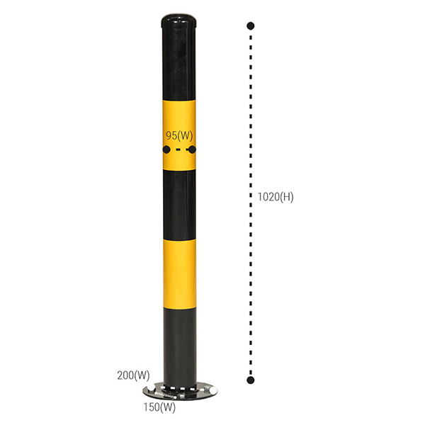 Black & Yellow Round Parking Barriers for Commercial or Private Use