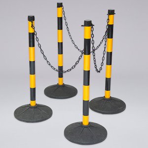 Black & Yellow Safety Barrier Plastic Posts With Link Chain 4 Posts