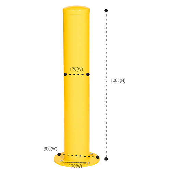 Heavy-Duty Applications Bolt Down Metal Road Safety Protection Yellow Post