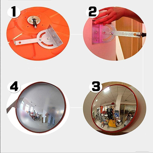 130° Wide-Angle Convex Road Safety Mirror for Wall-Mounted Blind Spot Coverage