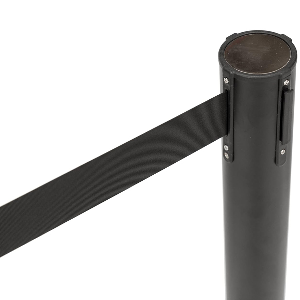 Double Belt Black Rectangular Stanchions with Stainless Steel Posts