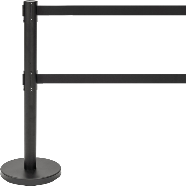 Double Belt Black Rectangular Stanchions with Stainless Steel Posts