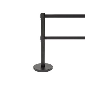 Double Belt Black Rectangular Stanchions with Stainless Steel Posts