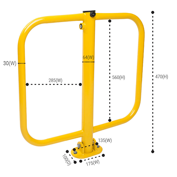 Driveway Fold Down Parking Yellow Heavier Duty Strong & Durable Steel Barrier 