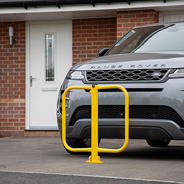 Driveway Fold Down Parking Yellow Heavier Duty Strong & Durable Steel Barrier 