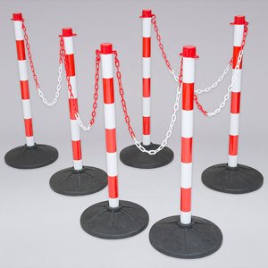 Red & White Link Bollards Durable Corrosion Free Standing Plastic - 6 Posts