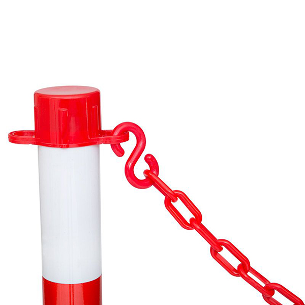 Red & White Link Bollards Durable Corrosion Free Standing Plastic - 6 Posts