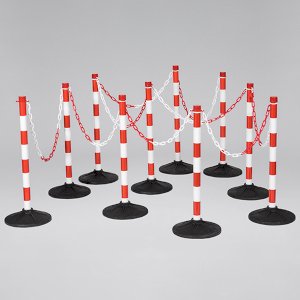 Heavy Duty Plastic Chain Bollards For Outdoor & Indoor Use - Set of 10 Chain Posts