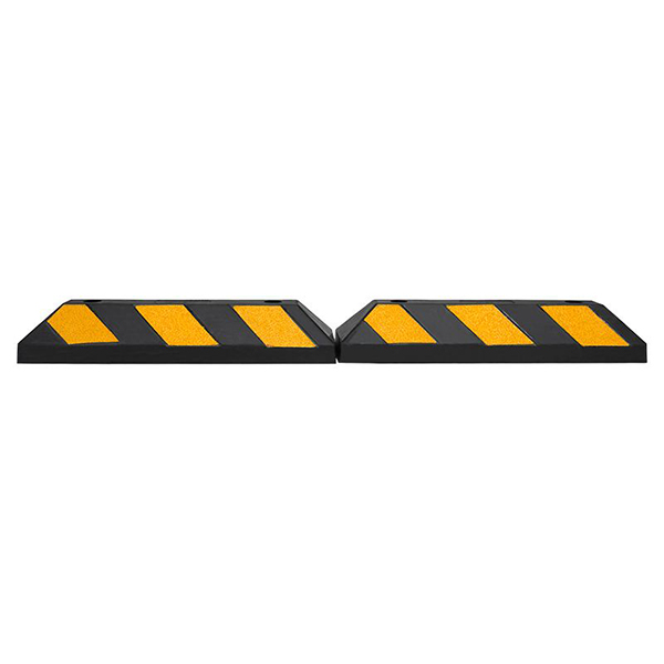 Heavy-Duty High-Visibility Black & Yellow Rubber Wheel Stops