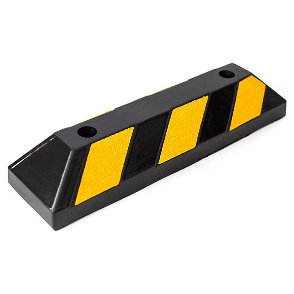 Heavy-Duty High-Visibility Black & Yellow Rubber Wheel Stops