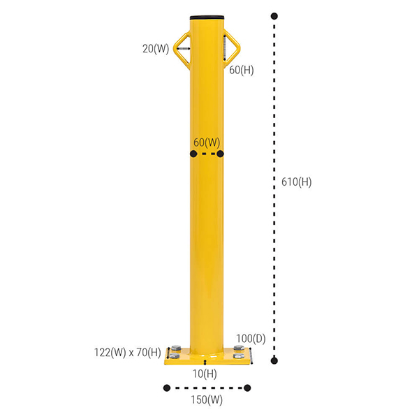 Highly Durable, Rugged & Strong Twin Eyelets Car Park Yellow Security Posts