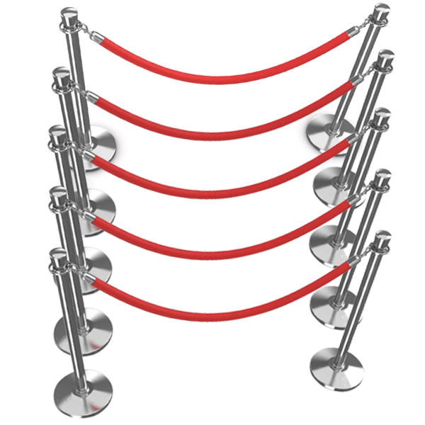 New Luxurious Red Velvet Rope Barrier Posts for Elegant Crowd Control