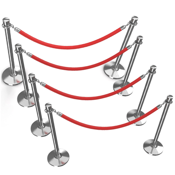 New Luxurious Red Velvet Rope Barrier Posts for Elegant Crowd Control