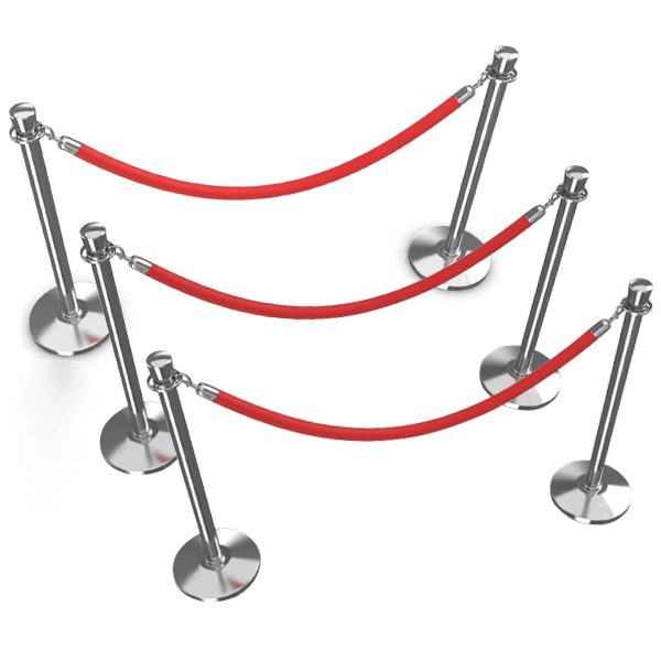 New Luxurious Red Velvet Rope Barrier Posts for Elegant Crowd Control