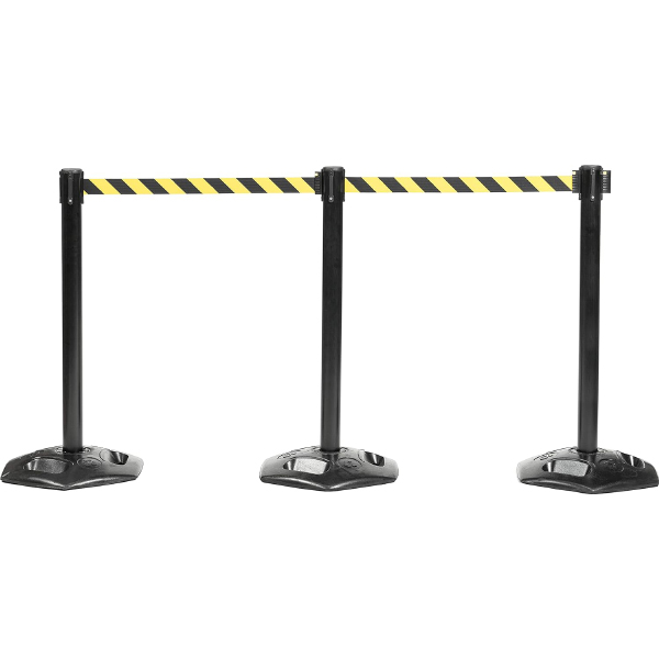 Outdoor Stainless Steel Barrier Posts with Black Belt Rope