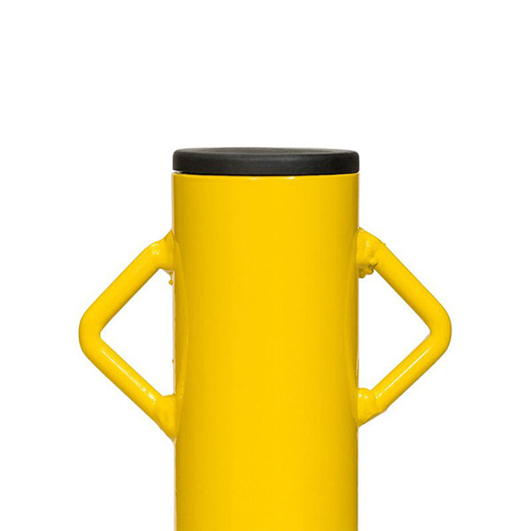 Durable Yellow Powder-Coated Parking Space Boundary Posts with Chain Eyelets