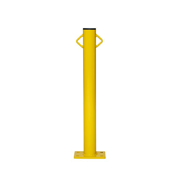 Durable Yellow Powder-Coated Parking Space Boundary Posts with Chain Eyelets