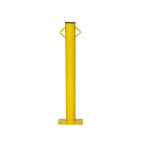 Durable Yellow Powder-Coated Parking Space Boundary Posts with Chain Eyelets