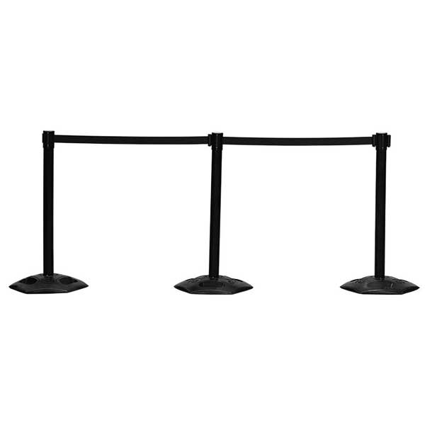 Outdoor Stainless Steel Barrier Posts with Black Belt Rope