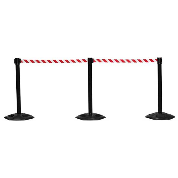 Outdoor Stainless Steel Barrier Posts with Black Belt Rope