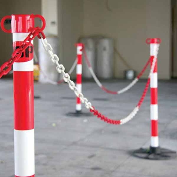 Extended Posts with Heavy Duty Base and Chain Barrier System