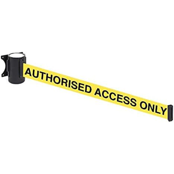 Queue Safety Cordon with 'Authorized Access Only' Belt for Controlled Entry