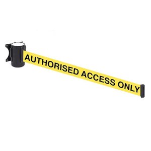 Queue Safety Cordon with 'Authorized Access Only' Belt for Controlled Entry