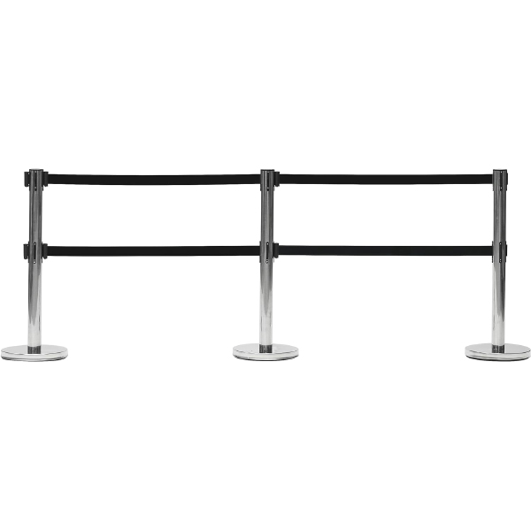 Rectangular Dual Belt Tensile Barrier Post for Effective Crowd Control