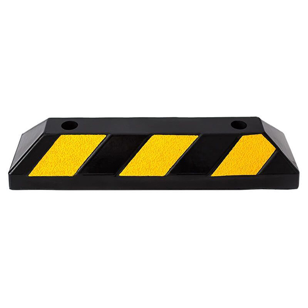 Highly Durable and Strong Rectangular Shape Rubber Parking Wheel Stop - Yellow & Black