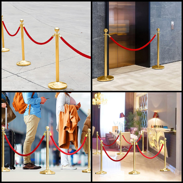 Red Velvet Barrier Ropes Perfect for Cafes, Galleries & Venues