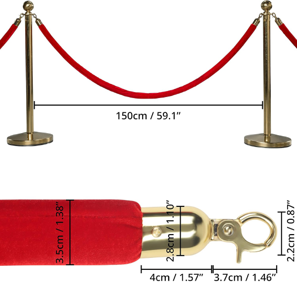 Red Velvet Barrier Ropes Perfect for Cafes, Galleries & Venues