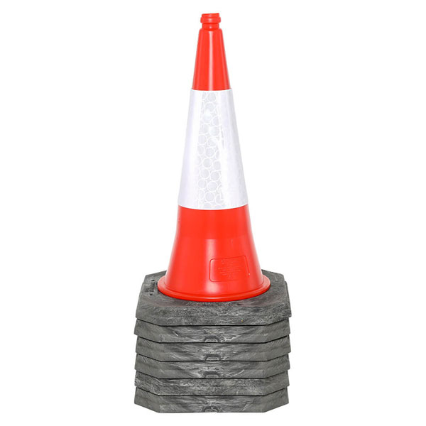 Red/White Flexible Compound Road Safety Cones- Reflective Sleeve