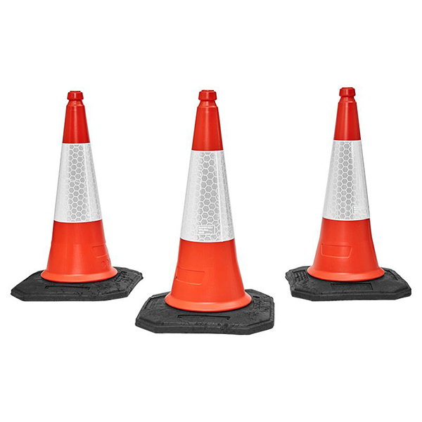 Red/White Flexible Compound Road Safety Cones- Reflective Sleeve