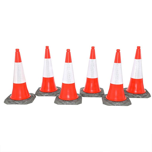 Red/White Flexible Compound Road Safety Cones- Reflective Sleeve