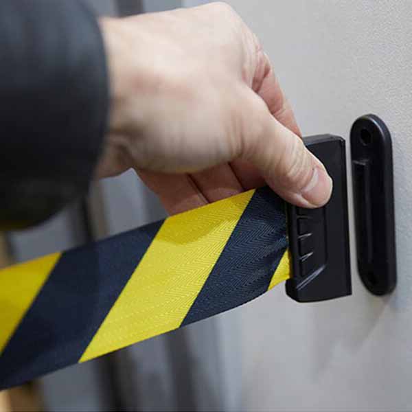 Retractable Black & Yellow High-Visibility Wall Barrier Tape