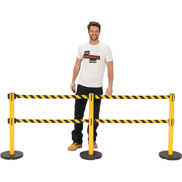 Tensile Double Belt Yellow & Black Highly Portable Barrier