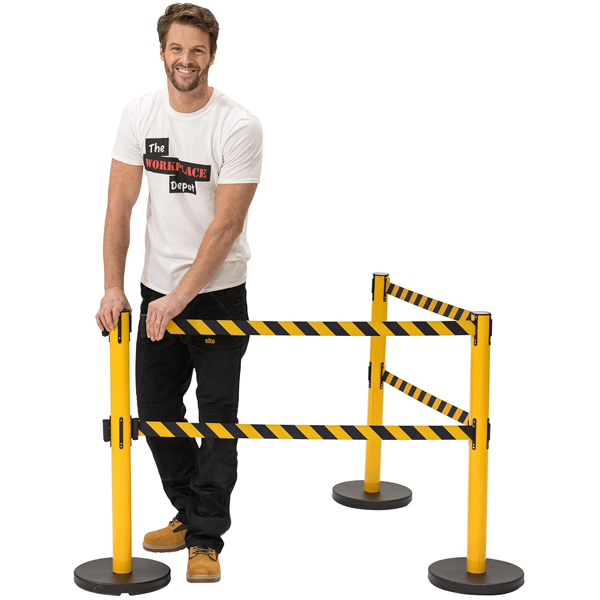 Tensile Double Belt Yellow & Black Highly Portable Barrier