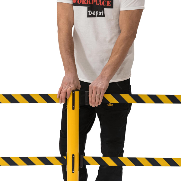 Tensile Double Belt Yellow & Black Highly Portable Barrier