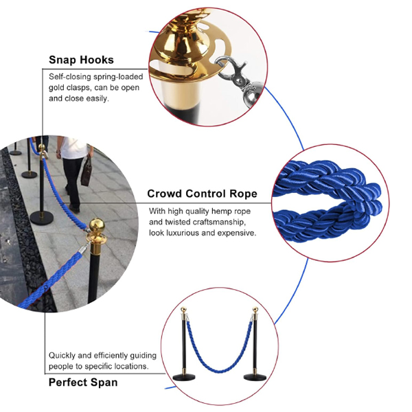 VIP Twisted Barrier Ropes Ideal for Bars & Exhibitions 