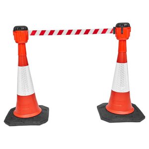 Red & White Waterproof Cone Barrier Warning Tape for Road Maintenance