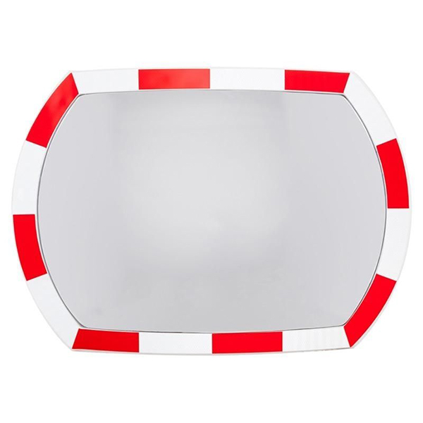 White & Orange UV-Treated Polycarbonate Convex Traffic Mirror With Rectangular face