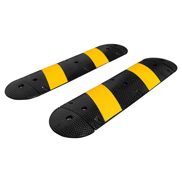 Yellow and Black Rubber Speed Bump Ramp with End Caps