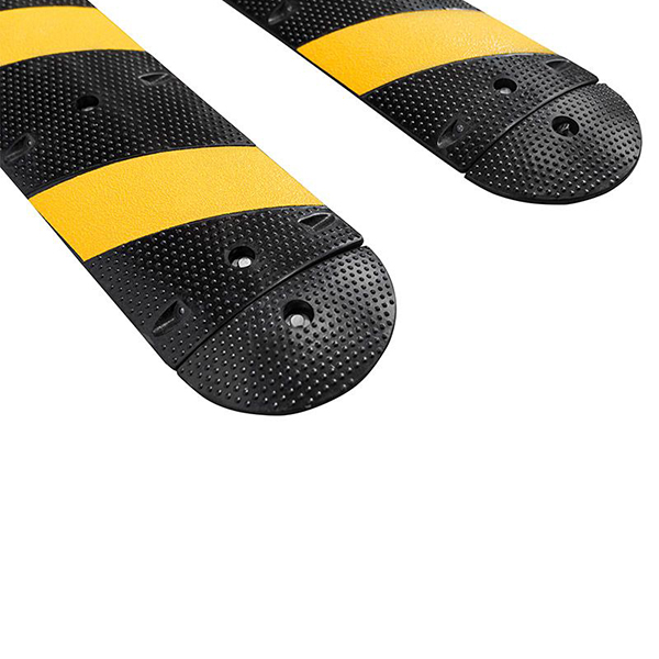 Yellow and Black Rubber Speed Bump Ramp with End Caps