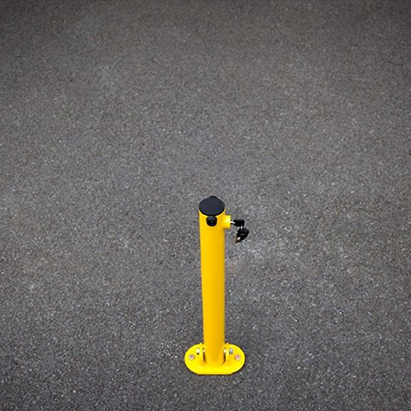 Yellow Fold Down Driveway Security Post Barrier with Fixing Bolts and Two Lock Keys